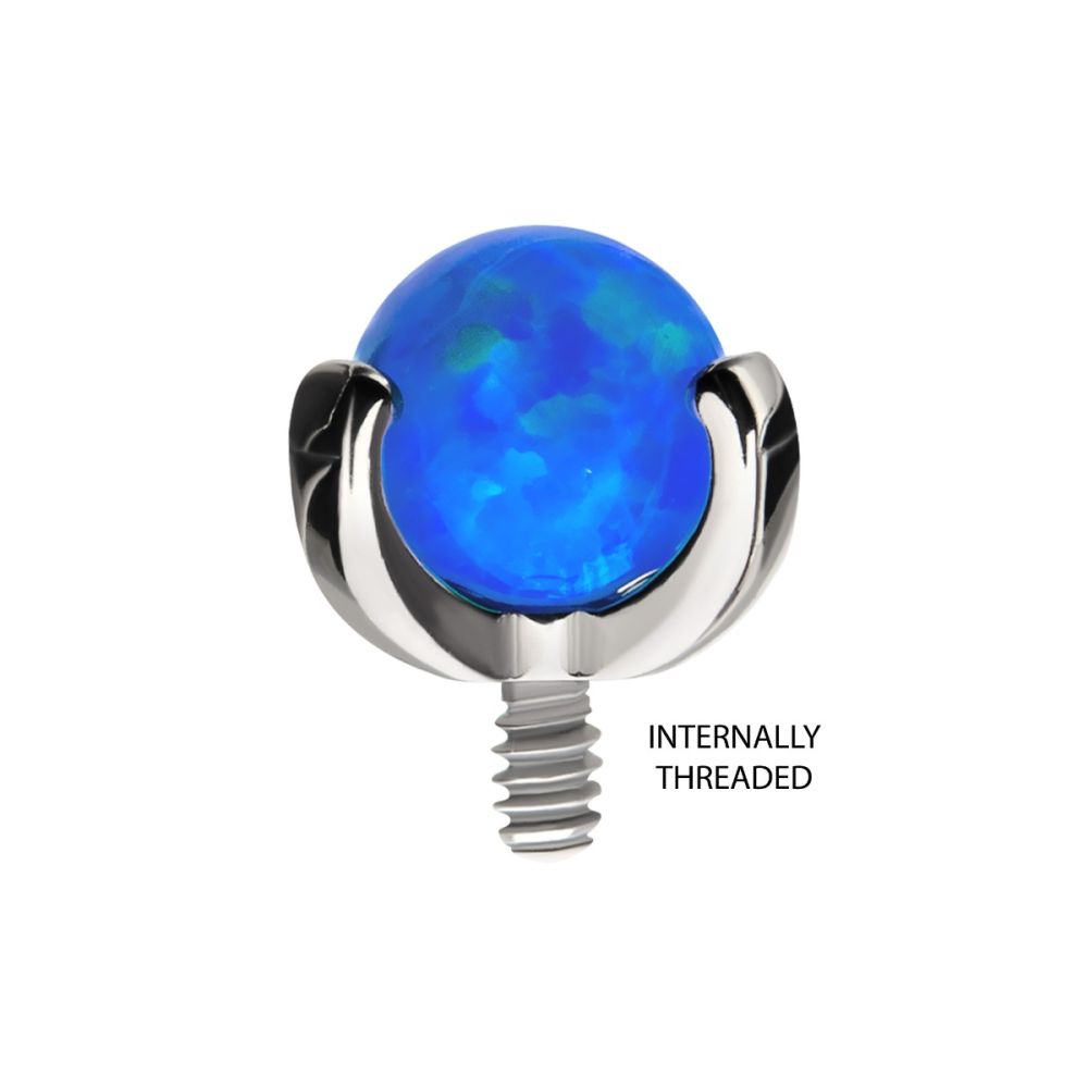 Titanium Internally Threaded 3-Prong Set Synthetic Opal Top