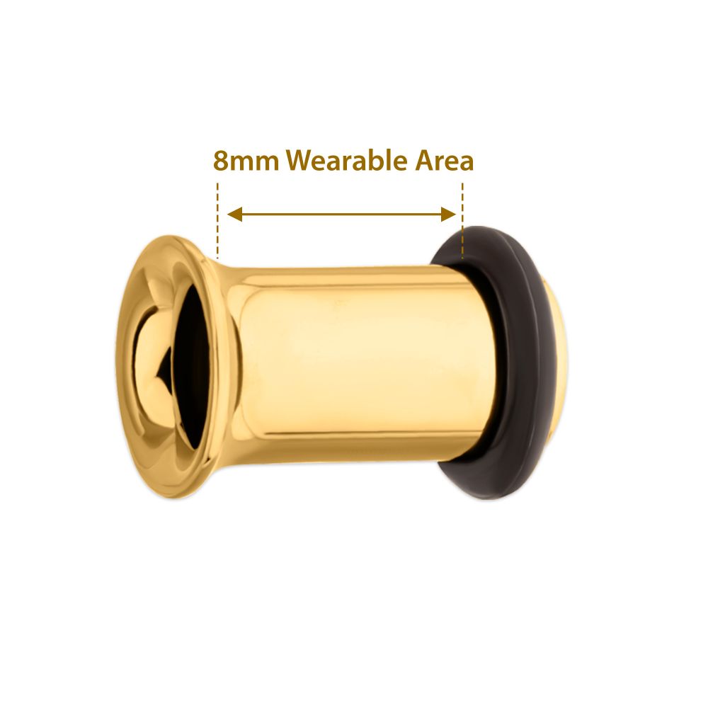 24Kt Gold PVD Titanium Single Flare Basic Tunnel | Sold by piece
