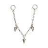 Platinum PVD Titanium Triple Spike Rolo Chain Dangle
