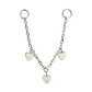 Platinum PVD Titanium Triple Heart Rolo Chain Dangle