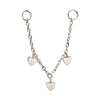 Platinum PVD Titanium Triple Heart Rolo Chain Dangle