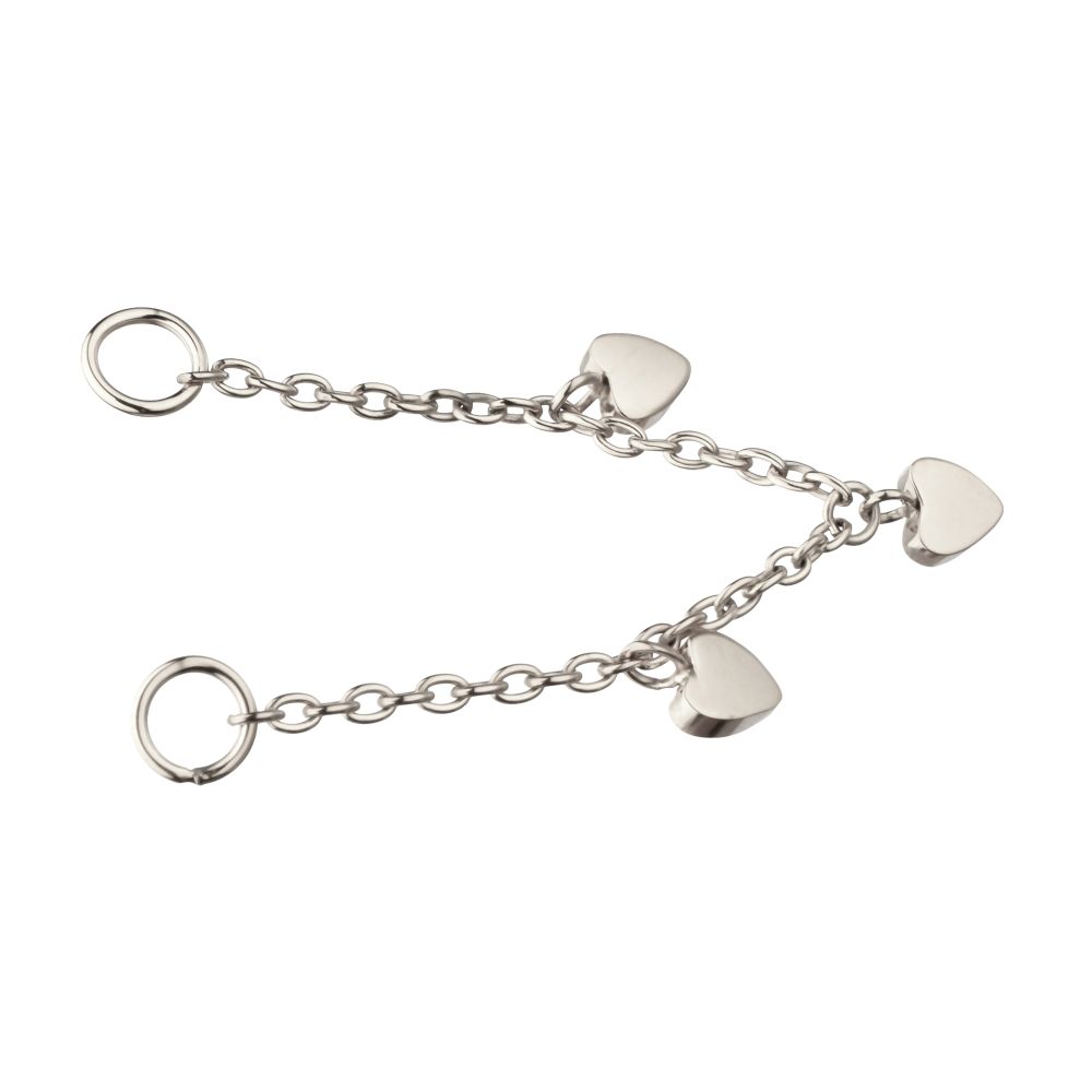 Platinum PVD Titanium Triple Heart Rolo Chain Dangle