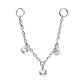 Platinum PVD Titanium Triple Round Floating CZ Gem Rolo Chain Dangle