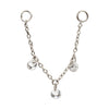 Platinum PVD Titanium Triple Round Floating CZ Gem Rolo Chain Dangle
