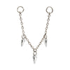 Platinum PVD Titanium Triple Kite Floating CZ Gem Rolo Chain Dangle