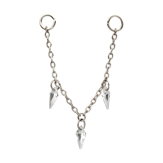 Platinum PVD Titanium Triple Kite Floating CZ Gem Rolo Chain Dangle