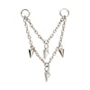 Platinum PVD Titanium Double Spike & Kite Gem 2-Tier Chain Dangle