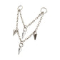 Platinum PVD Titanium Double Spike & Kite Gem 2-Tier Chain Dangle