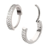 Platinum PVD Titanium Double Row 1mm Prong Set Gem Side Facing Huggie Hinged Segment Clicker