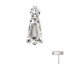 Platinum PVD Titanium Threadless Prong Set Round & Baguette CZ Gem Top