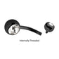 Black PVD Titanium Internally Threaded Bezel Set Double CZ Fixed Bottom Navel Ring