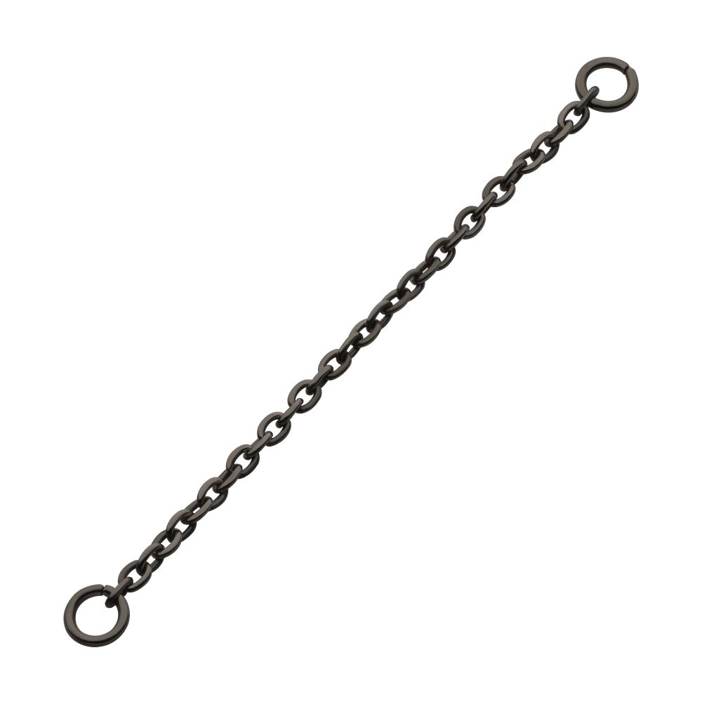 Black PVD Titanium 1.5mm Rolo Chain with 2 Rings