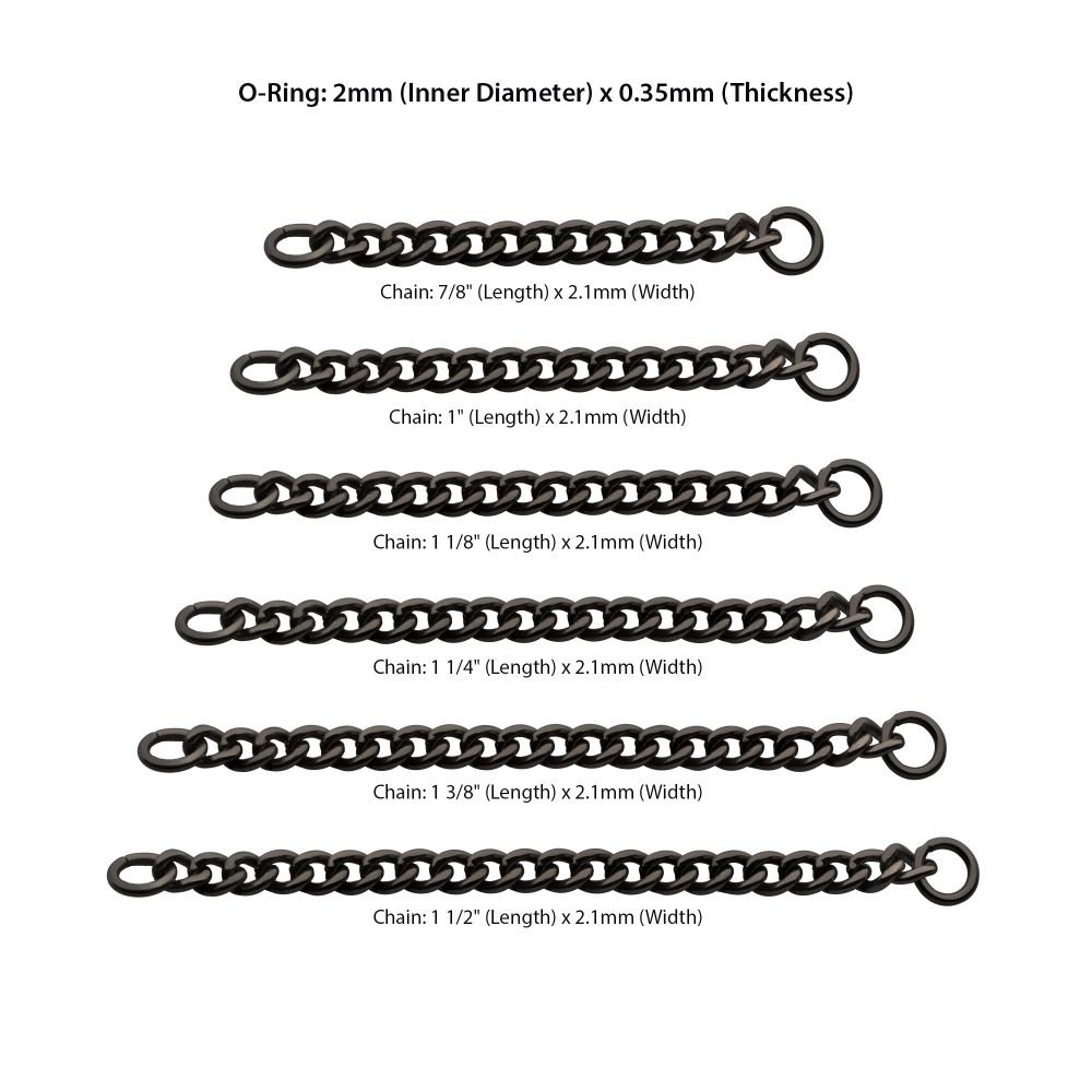Black PVD Titanium 2.1mm Curb Chain with 2 Rings