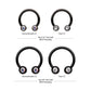 Black PVD Titanium Internally Threaded Forward Facing Bezel Set Round Gem Circular Barbell