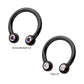 Black PVD Titanium Internally Threaded Forward Facing Bezel Set Round Gem Circular Barbell