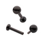 Black PVD Titanium Internally Threaded Labret with 3mm ball and 2.5mm base