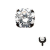 Black PVD Titanium Internally Threaded 4-Prong CZ Front Facing Top