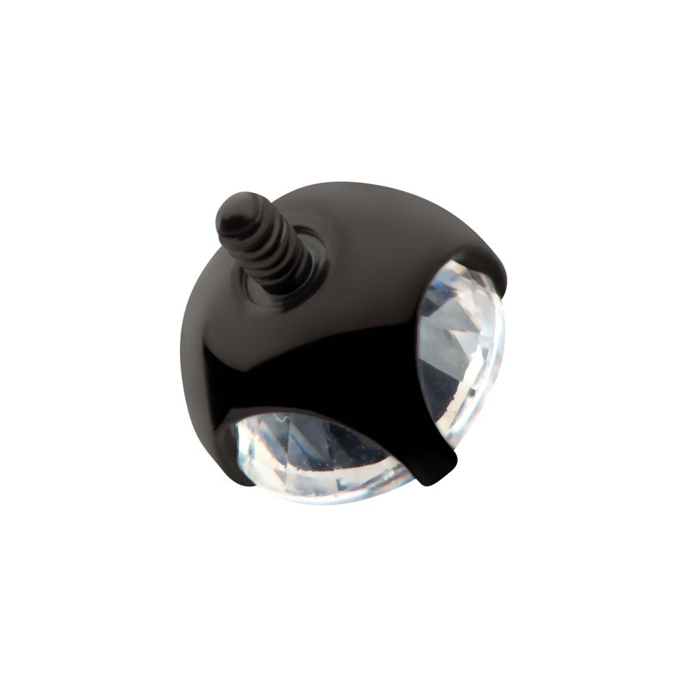 Black PVD Titanium Internally Threaded 4-Prong CZ Front Facing Top