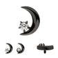 Black PVD Titanium Internally Threaded Crescent Moon with CZ/Opal Top