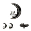 Black PVD Titanium Internally Threaded Crescent Moon with CZ/Opal Top