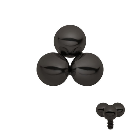 Black PVD Titanium Internally Threaded Trinity Ball Top