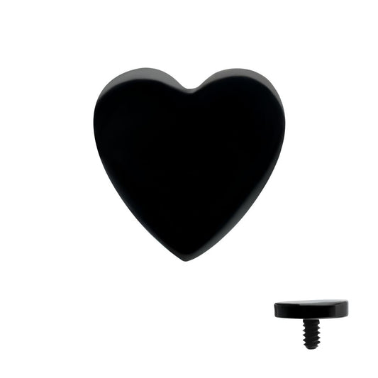 Black PVD Titanium Internally Threaded Heart Top