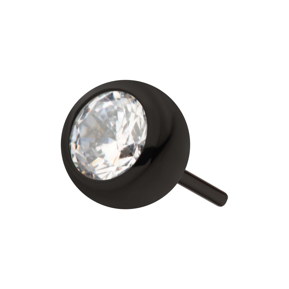 Black PVD Titanium Threadless Bezel Set CZ Front Facing Top