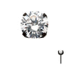 Black PVD Titanium Threadless 4-Prong CZ Front Facing Top