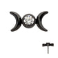 Black PVD Titanium Threadless Bezel Set CZ Triple Moon Phase Top