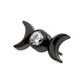 Black PVD Titanium Threadless Bezel Set CZ Triple Moon Phase Top