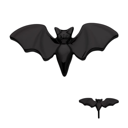 Black PVD Titanium Threadless Open Wings Bat Top