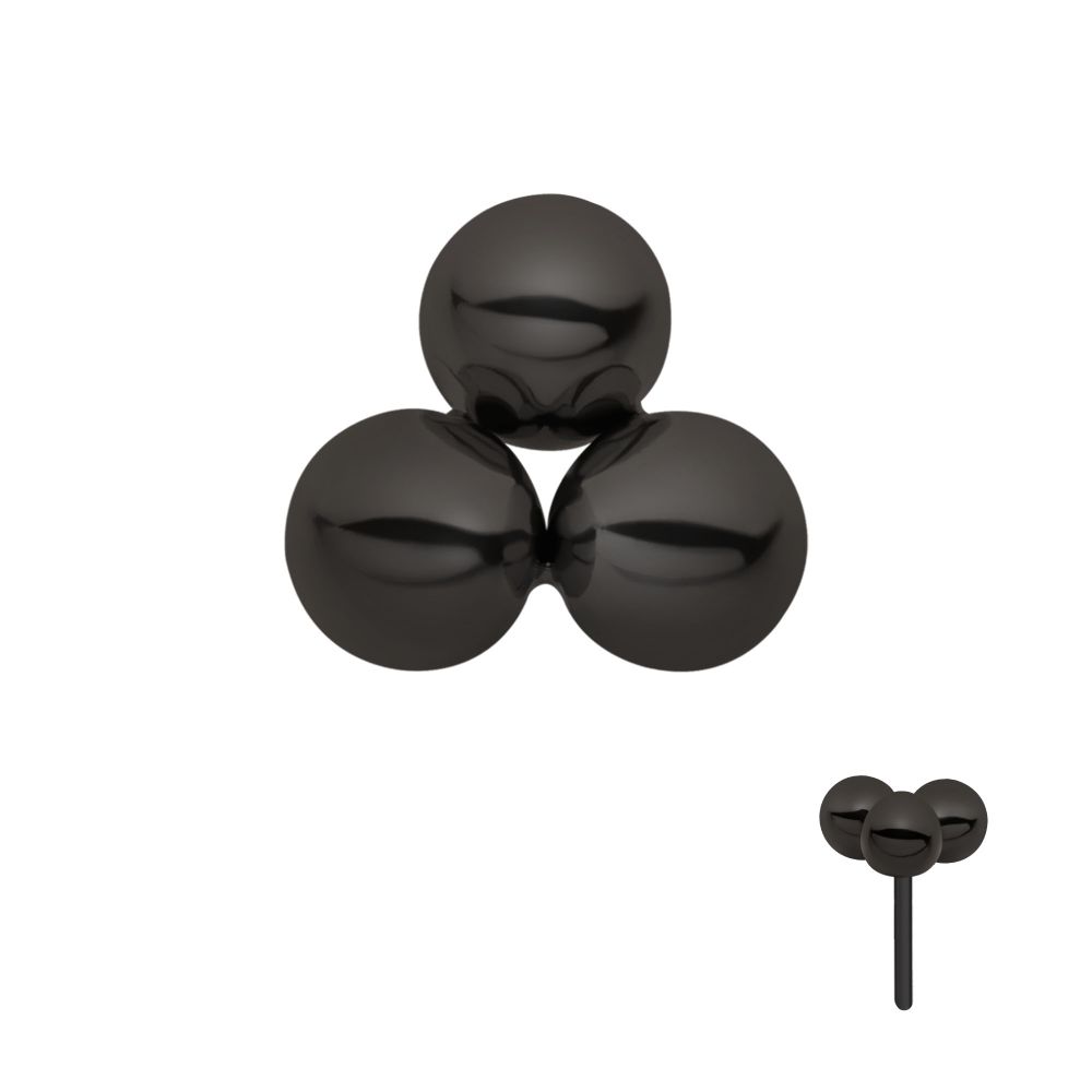 Black PVD Titanium Threadless Trinity Ball Top