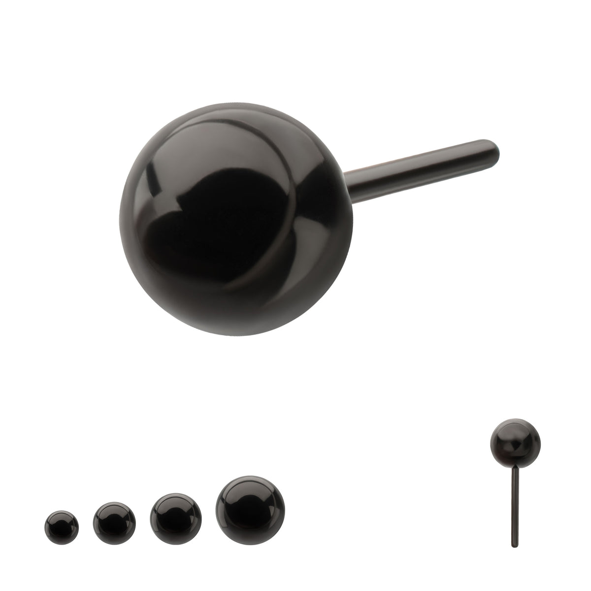Black PVD Titanium Threadless Ball Top