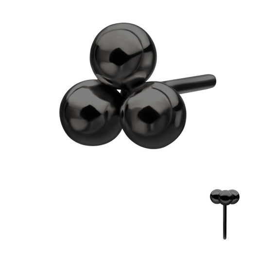 Black PVD Titanium Threadless Trinity Ball Top