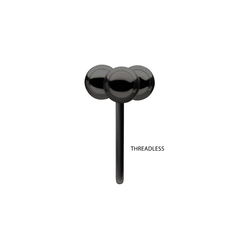 Black PVD Titanium Threadless Trinity Ball Top