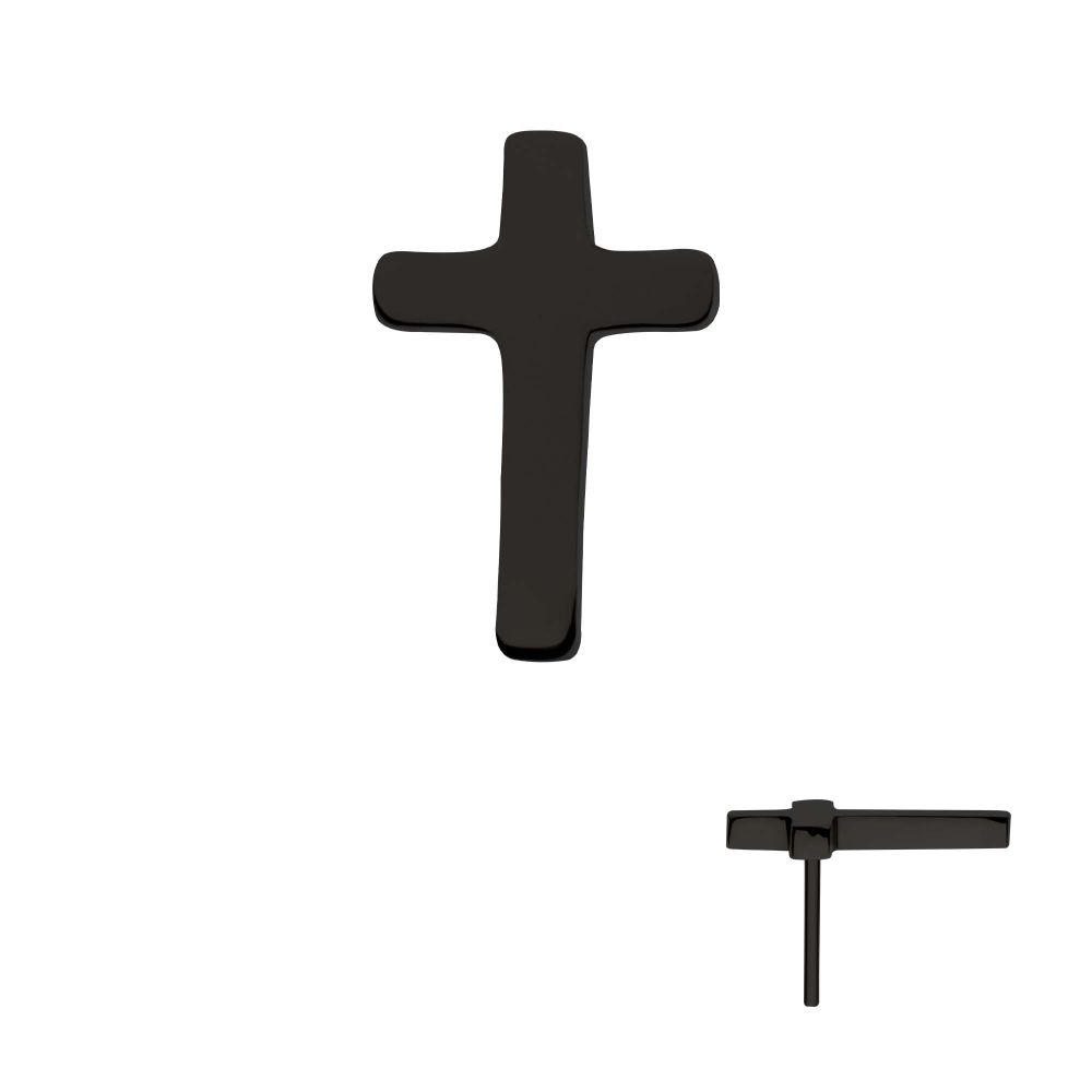 Black PVD Titanium Threadless Cross Top