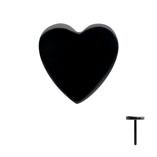 Black PVD Titanium Threadless Heart Top