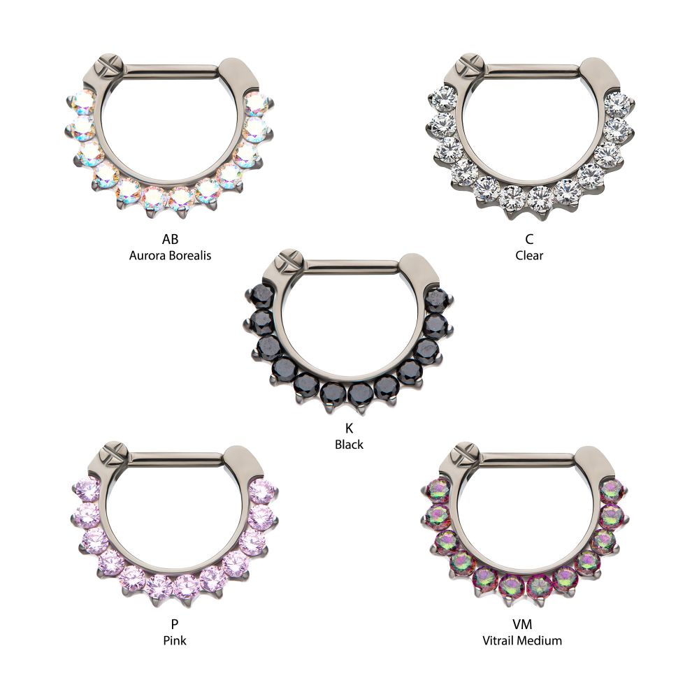 Titanium 12-Cluster CZ/Opal Septum Clickers