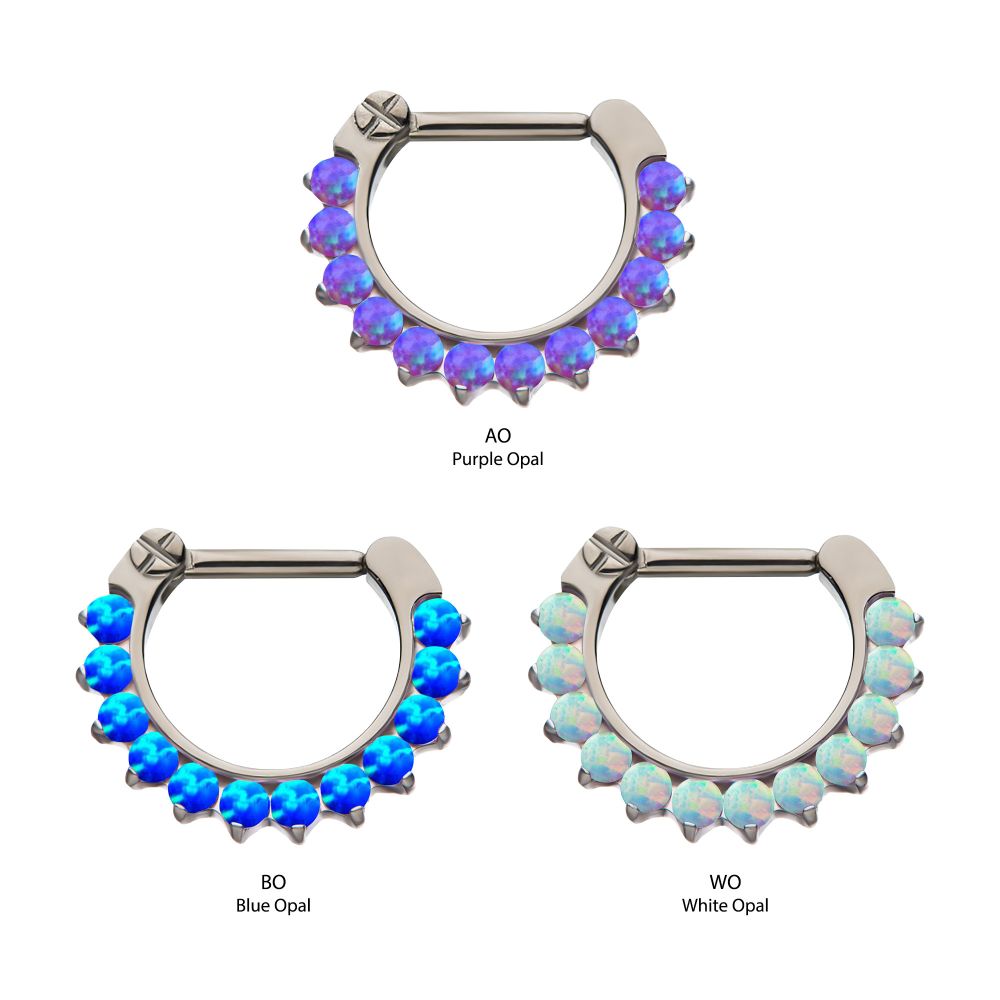 Titanium 12-Cluster CZ/Opal Septum Clickers