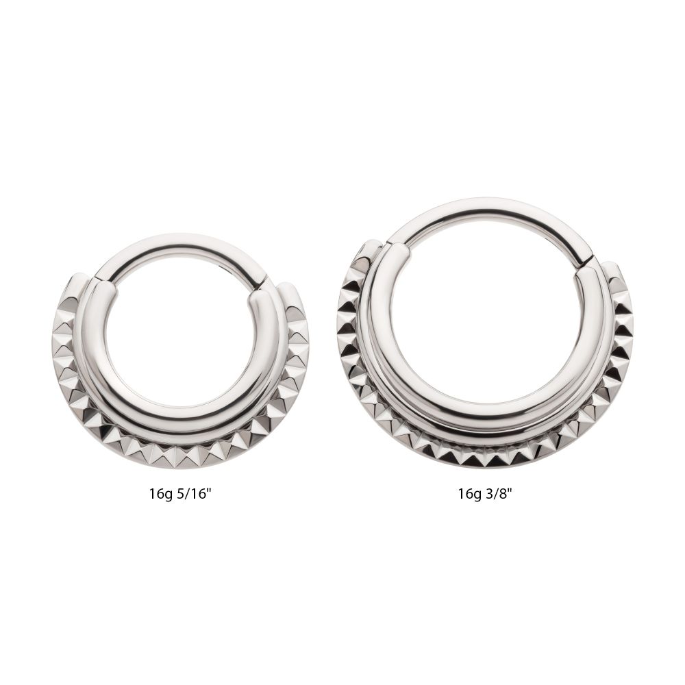 Titanium Terraced Triple Stack with Pyramid Stud Front Facing Hinged Segment Clicker