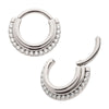 Titanium Triple Stacked Front Facing Hinged Segment Clicker with CNC Set 1mm Full Clear CZ