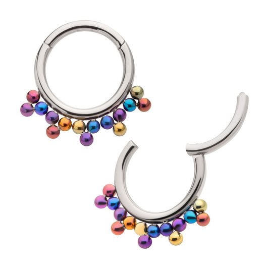 Titanium 5-Cluster Anodized Tri Beads Front Facing Hinged Segment Clicker