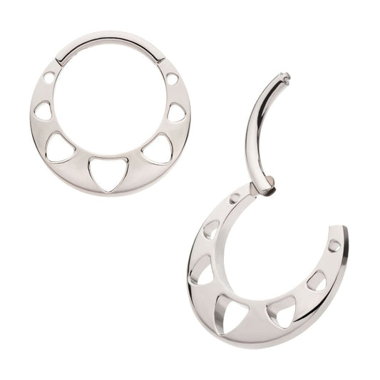 Titanium Cut Out Pyramid Shape Front Facing Hinged Segment Clicker