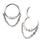 Titanium 3-Cluster Prong Set Round CZ Front Facing Hinged Segment Clicker with Dangle Chain