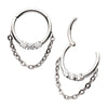 Titanium 3-Cluster Prong Set Round CZ Front Facing Hinged Segment Clicker with Dangle Chain