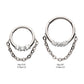 Titanium 3-Cluster Prong Set Round CZ Front Facing Hinged Segment Clicker with Dangle Chain