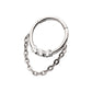 Titanium 3-Cluster Prong Set Round CZ Front Facing Hinged Segment Clicker with Dangle Chain
