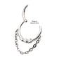 Titanium 3-Cluster Prong Set Round CZ Front Facing Hinged Segment Clicker with Dangle Chain