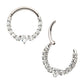 Titanium Clustered Prong Set Round CZ with Center Heart CZ Front Facing Hinged Segment Clicker
