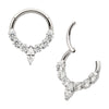 Titanium Clustered Prong Set Round CZ with Center Marquise CZ Front Facing Hinged Segment Clicker
